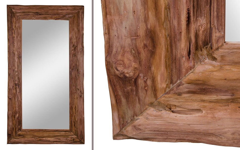 Spejl i genanvendt materiale - ramme i genanvendt træ