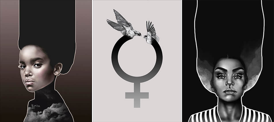 Grafiske plakater – plakater med kvindeportrætter og kvindesymboler