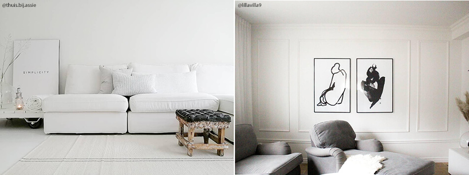 Indretning i stuen - minimalistisk og lyst