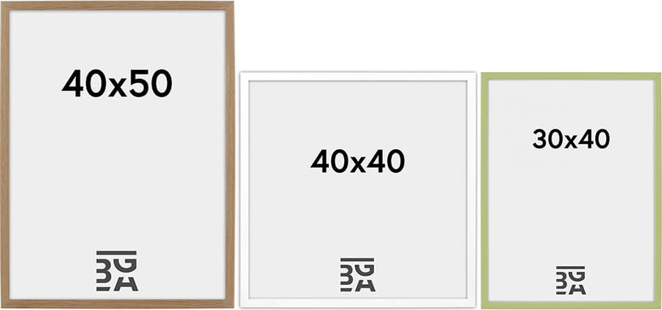 Ramme i eg, hvid ramme, grøn ramme