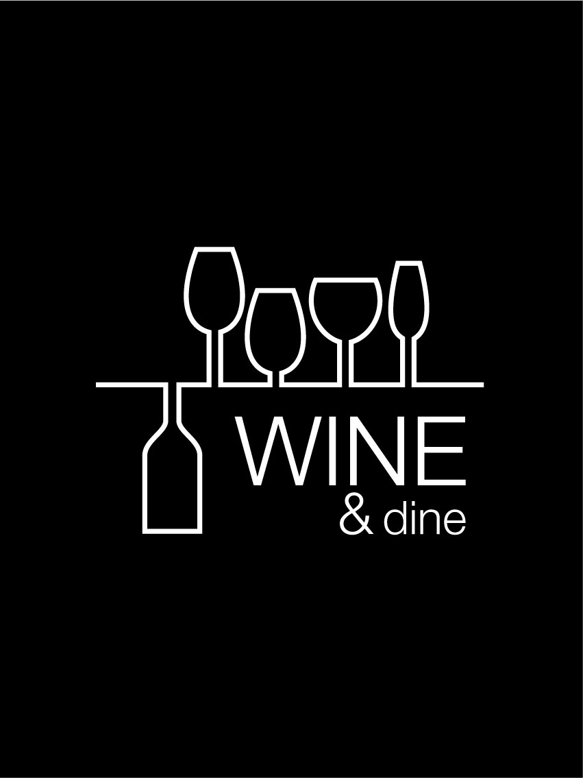 Wine & dine - Sort med Hvidt tryk Plakat
